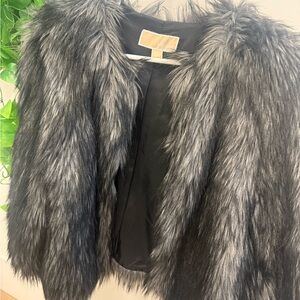 Michael Kors Gray Faux Fur Teddy Jacket